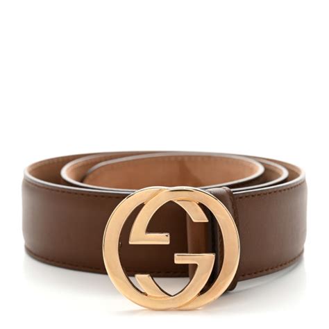 gucci 12128209598082|GUCCI Calfskin Interlocking G 37mm Belt 80 32 Mineral.